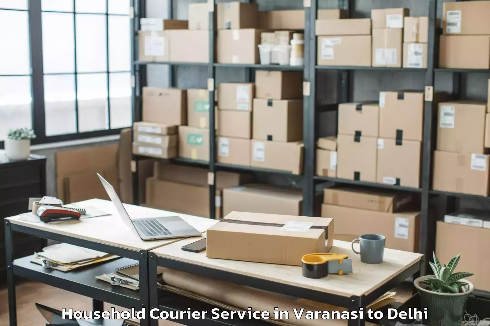 Easy Varanasi to Okhla Industrial Estate Okhla Household Courier Booking